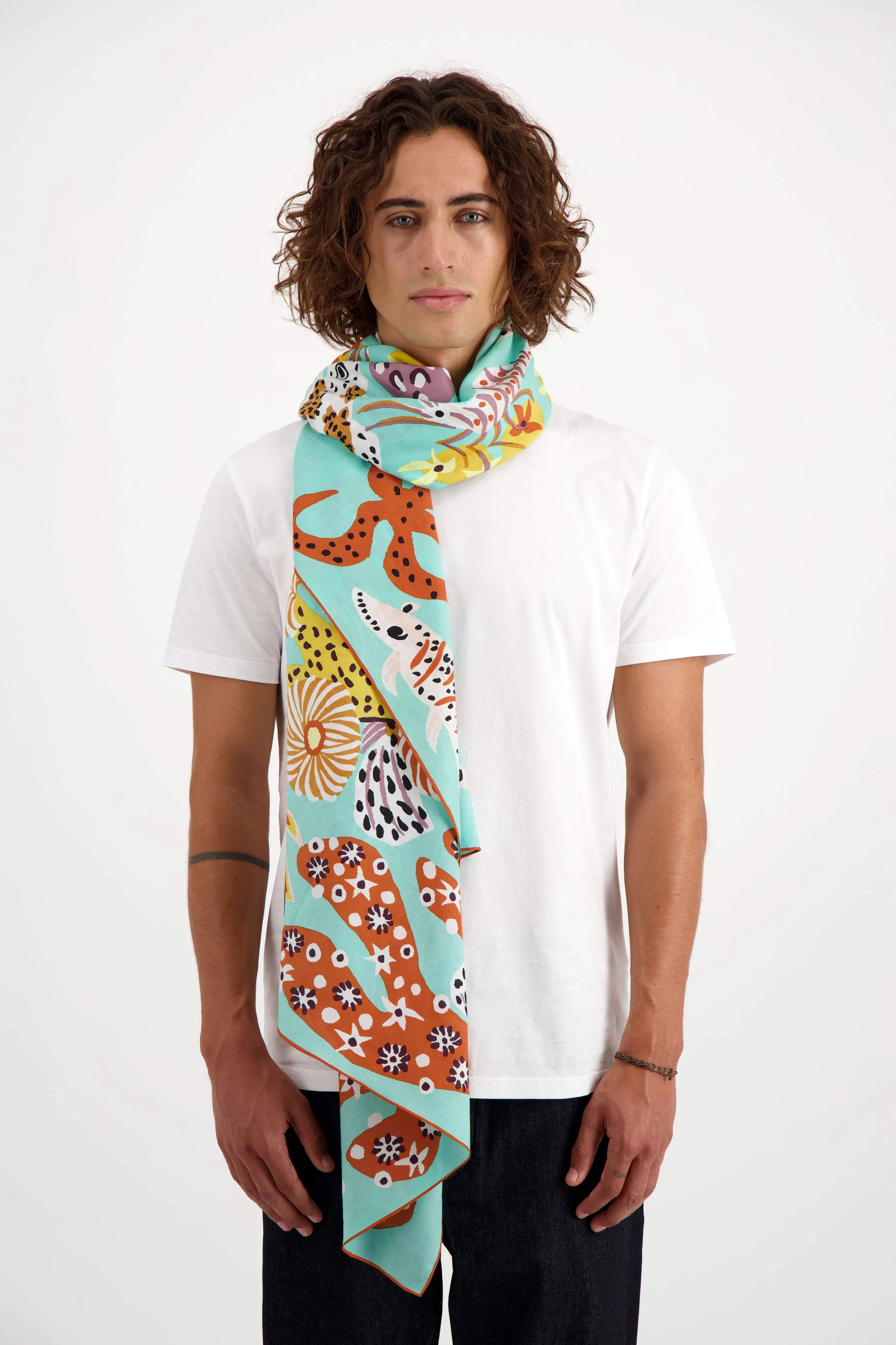 Mermaid Garden Scarf in Turquoise