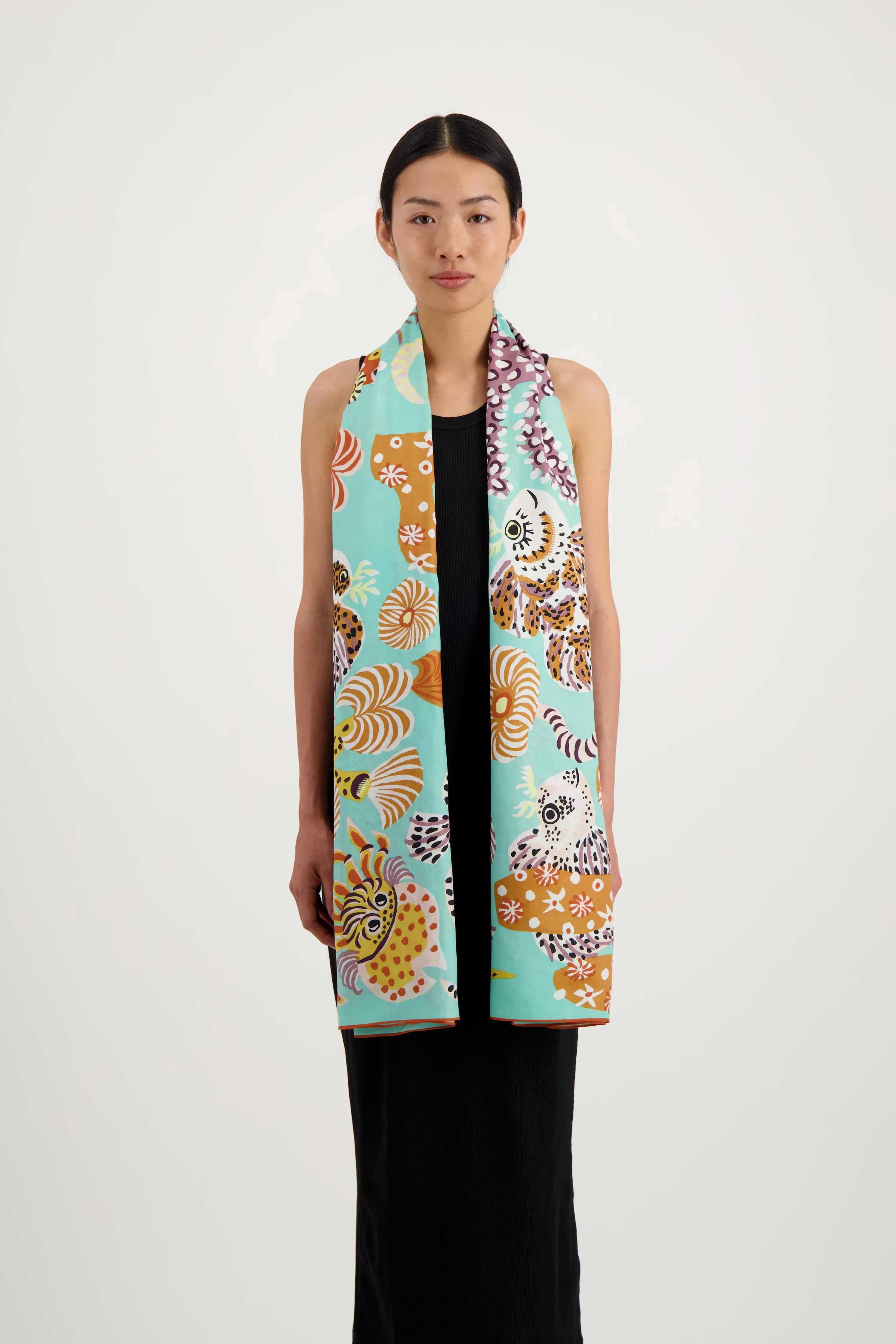 Mermaid Garden Scarf in Turquoise