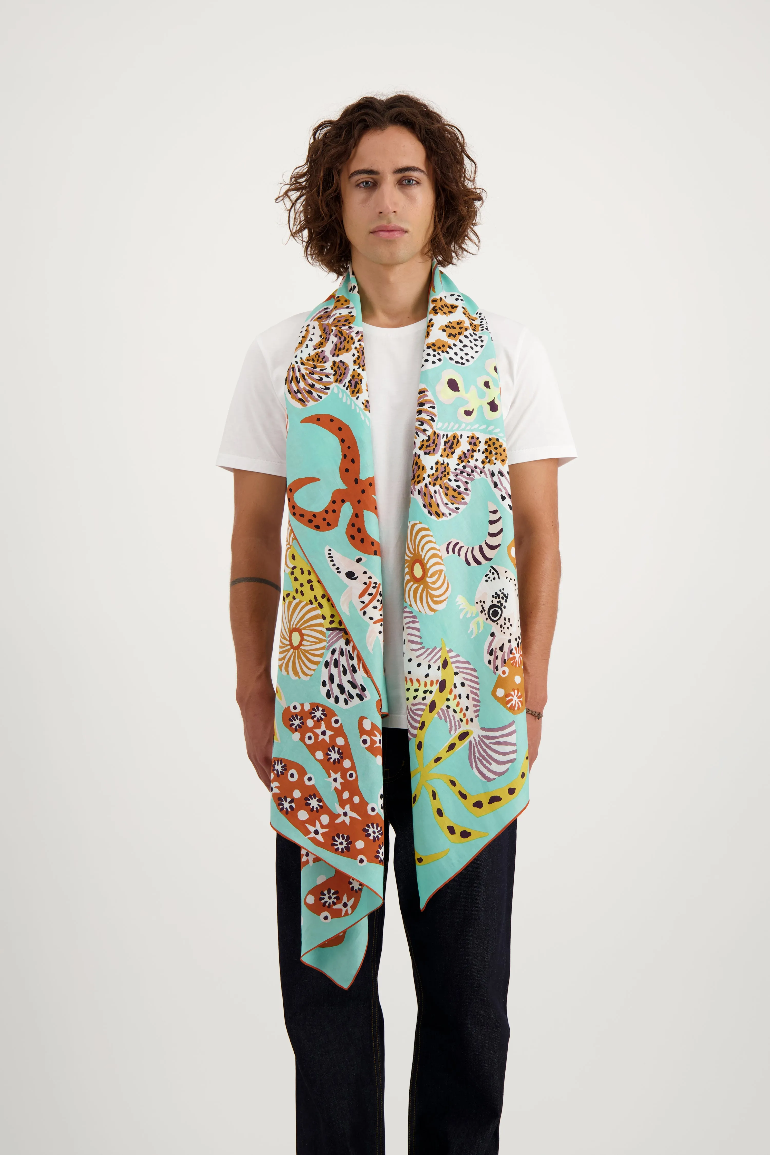 Mermaid Garden Scarf in Turquoise
