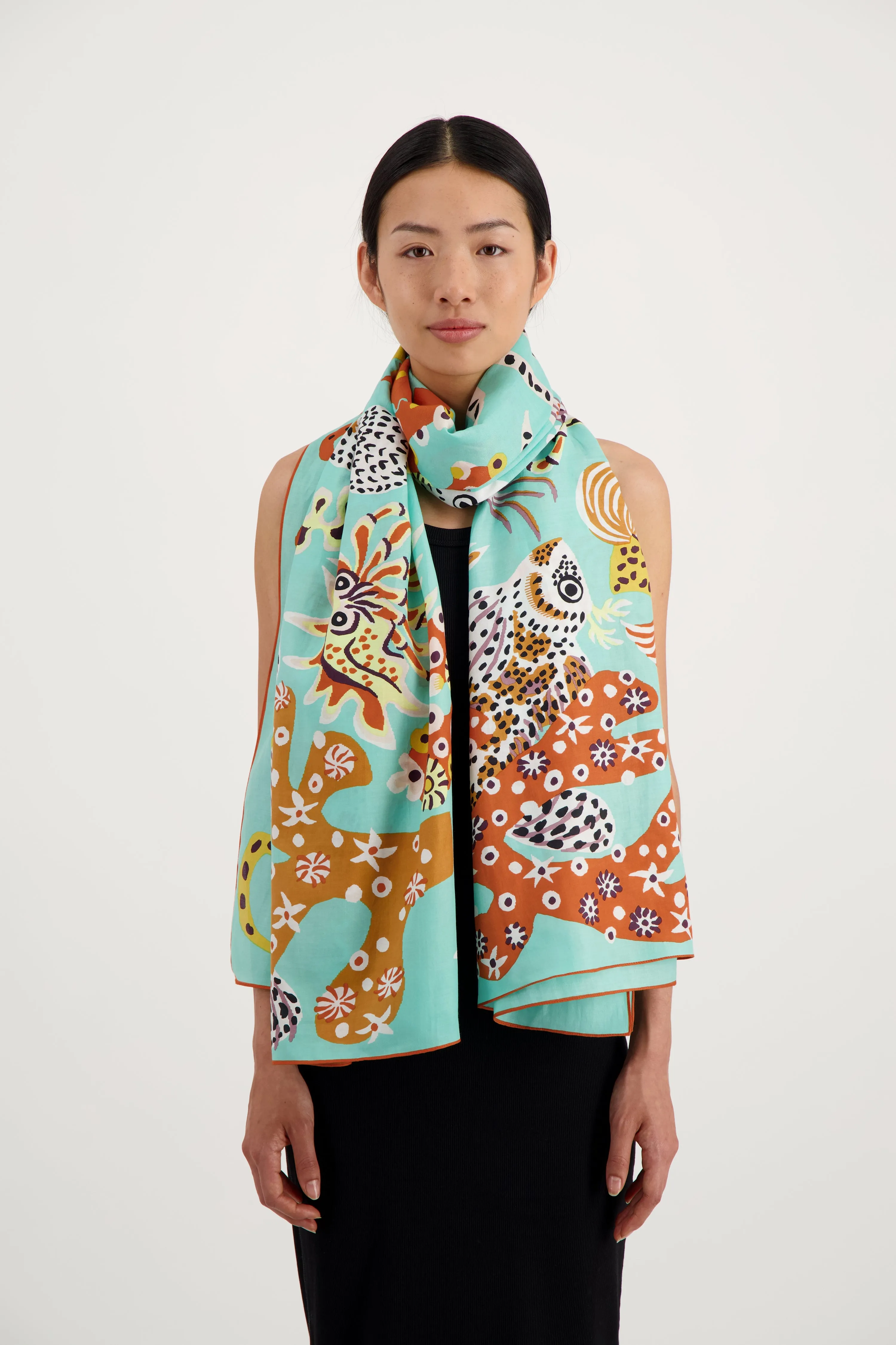 Mermaid Garden Scarf in Turquoise