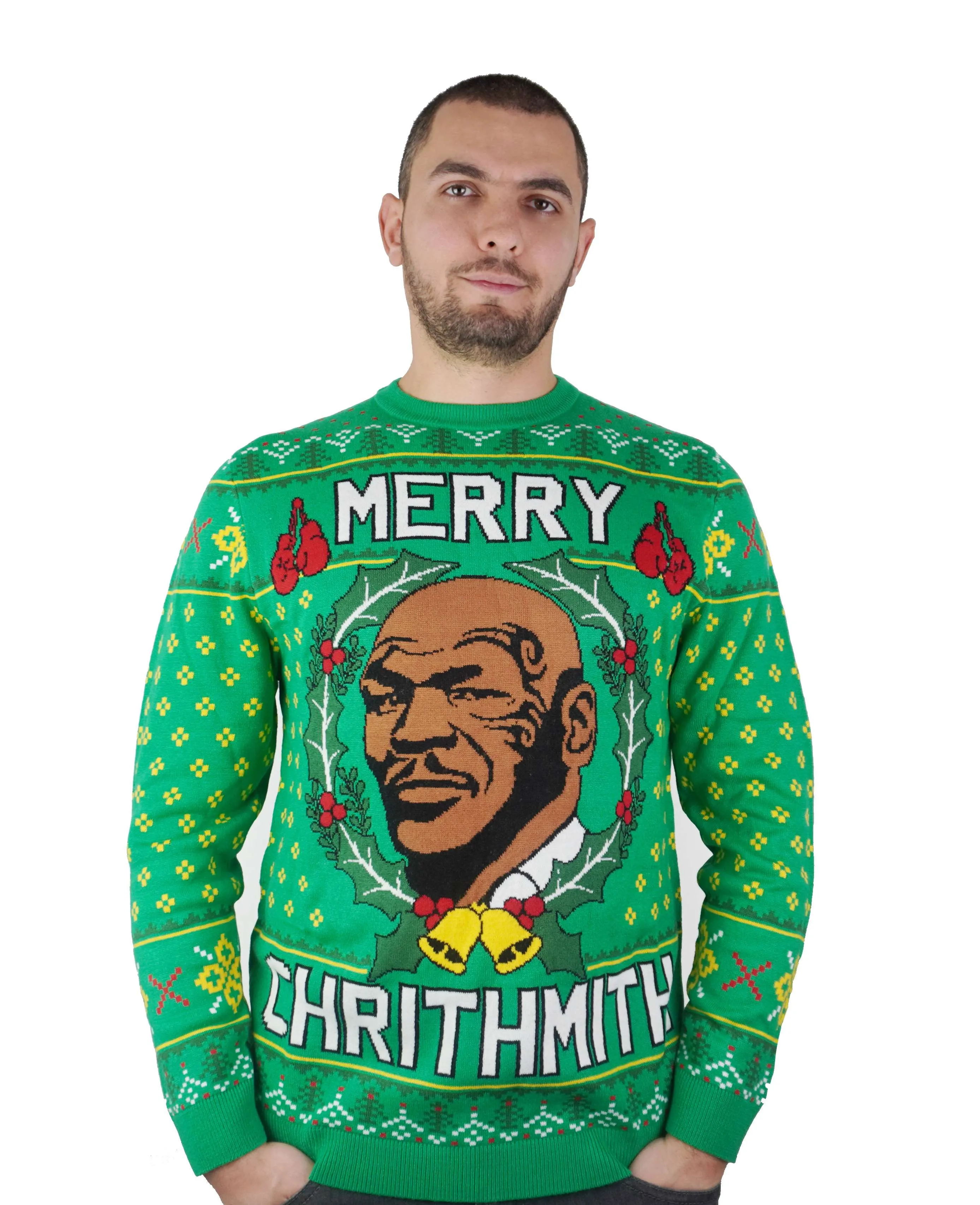 Merry Chrithmith Mike Tyson Funny Ugly Christmas Knitted Sweater Xmas Party Funny Sweatershirt