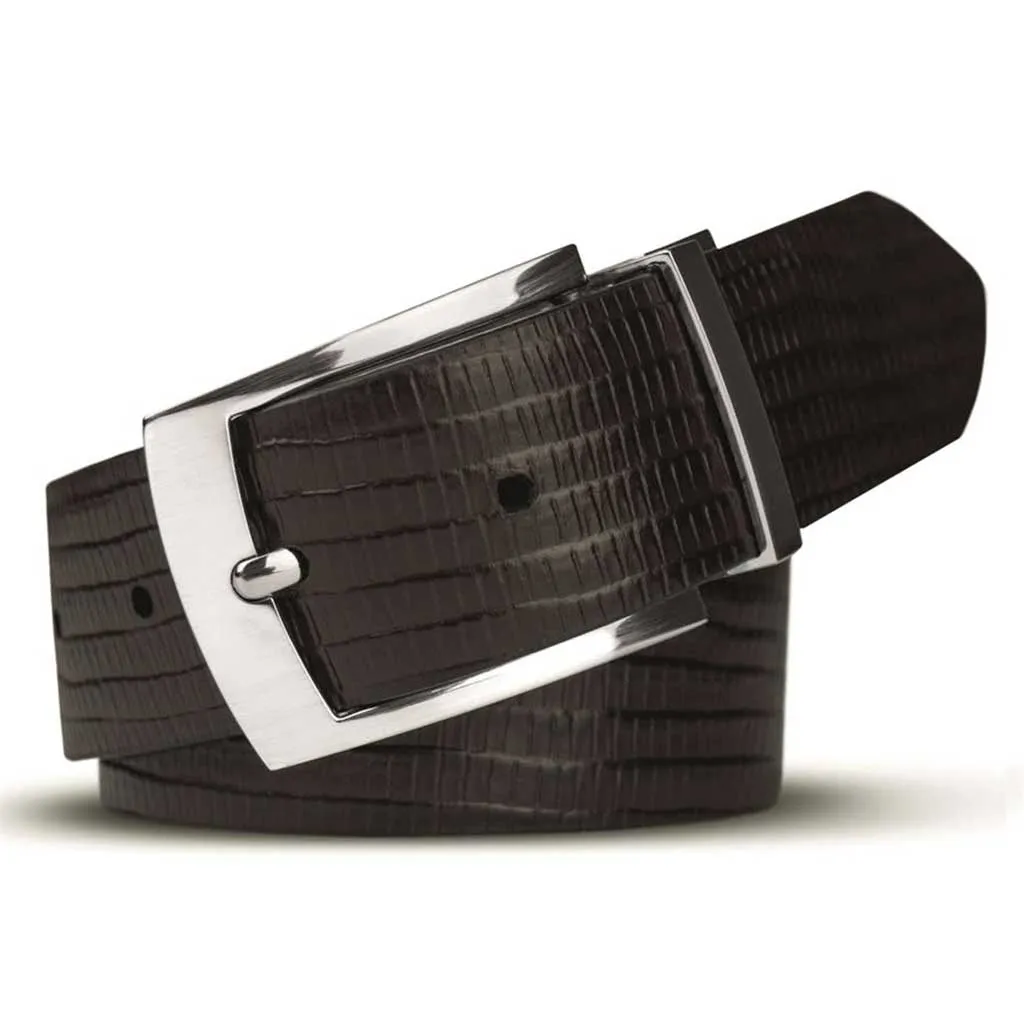 MEYER Reversible Belt - Crocodile Look Leather - Brown / Black