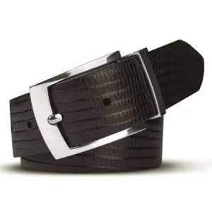 MEYER Reversible Belt - Crocodile Look Leather - Brown / Black