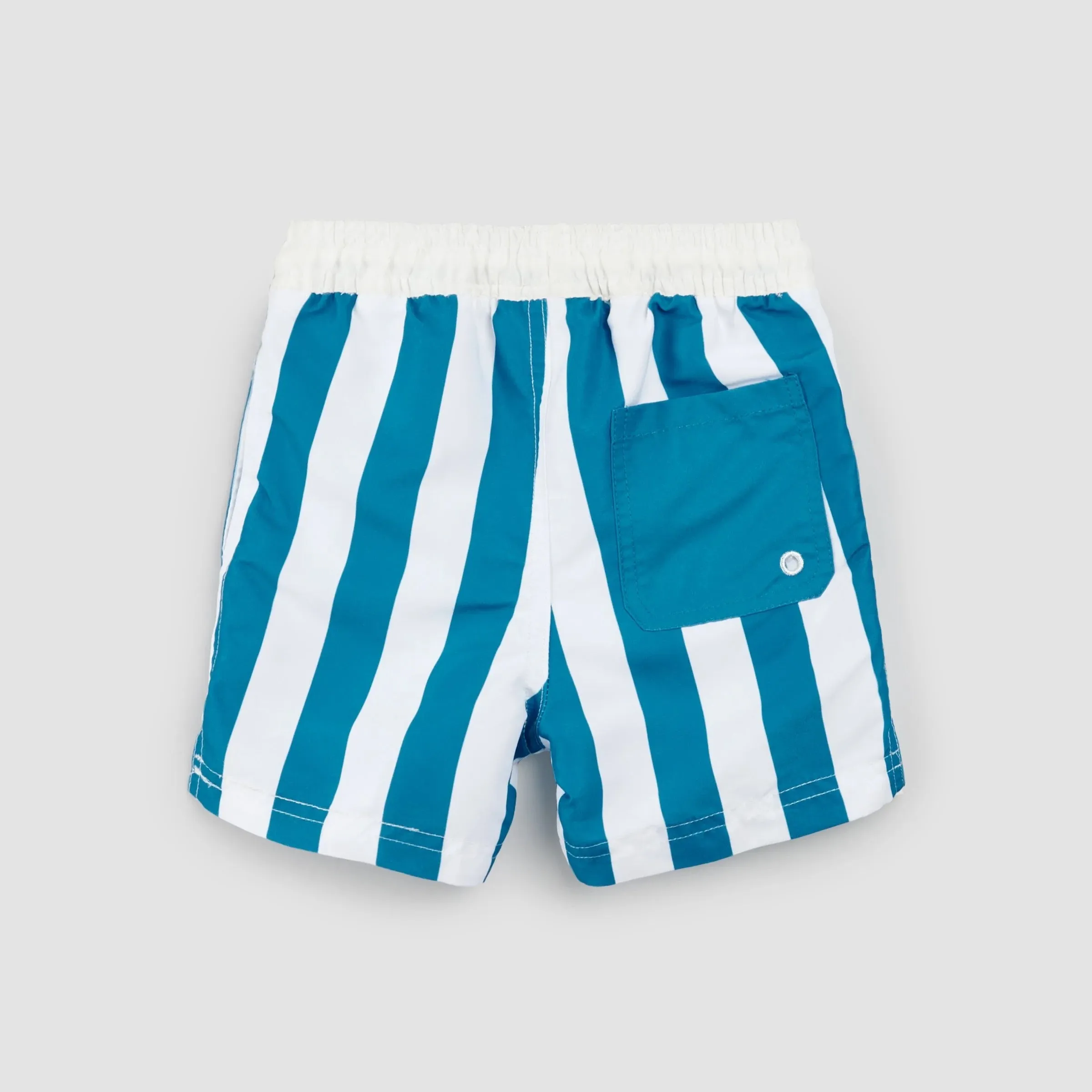 Miles The Label - Striped Bluejay & White Swim Trunks