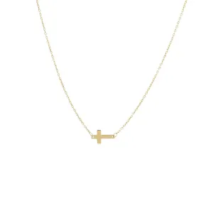 Mini Solid Cross Necklace 14K