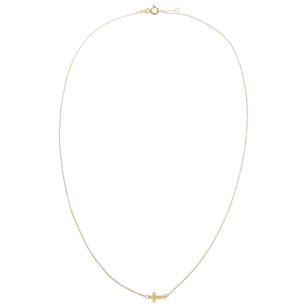 Mini Solid Cross Necklace 14K