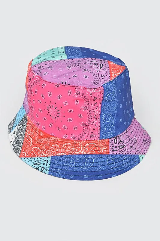 Mix Print Bandana Reversible Bucket Hat