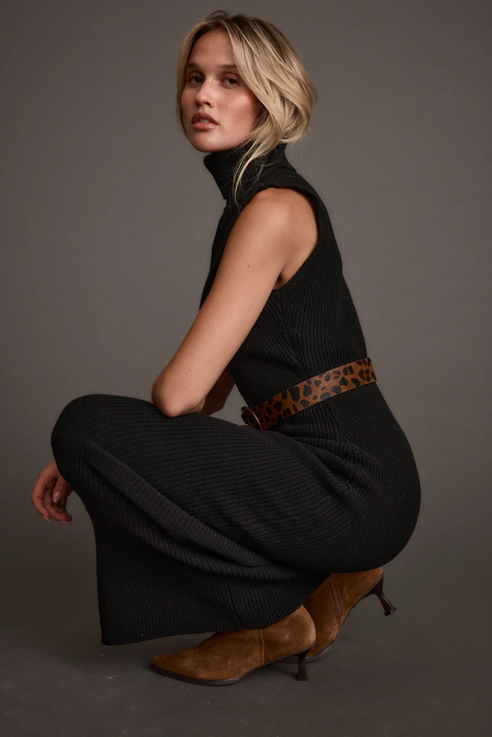 Monique Black Sleeveless Sweater Maxi Dress