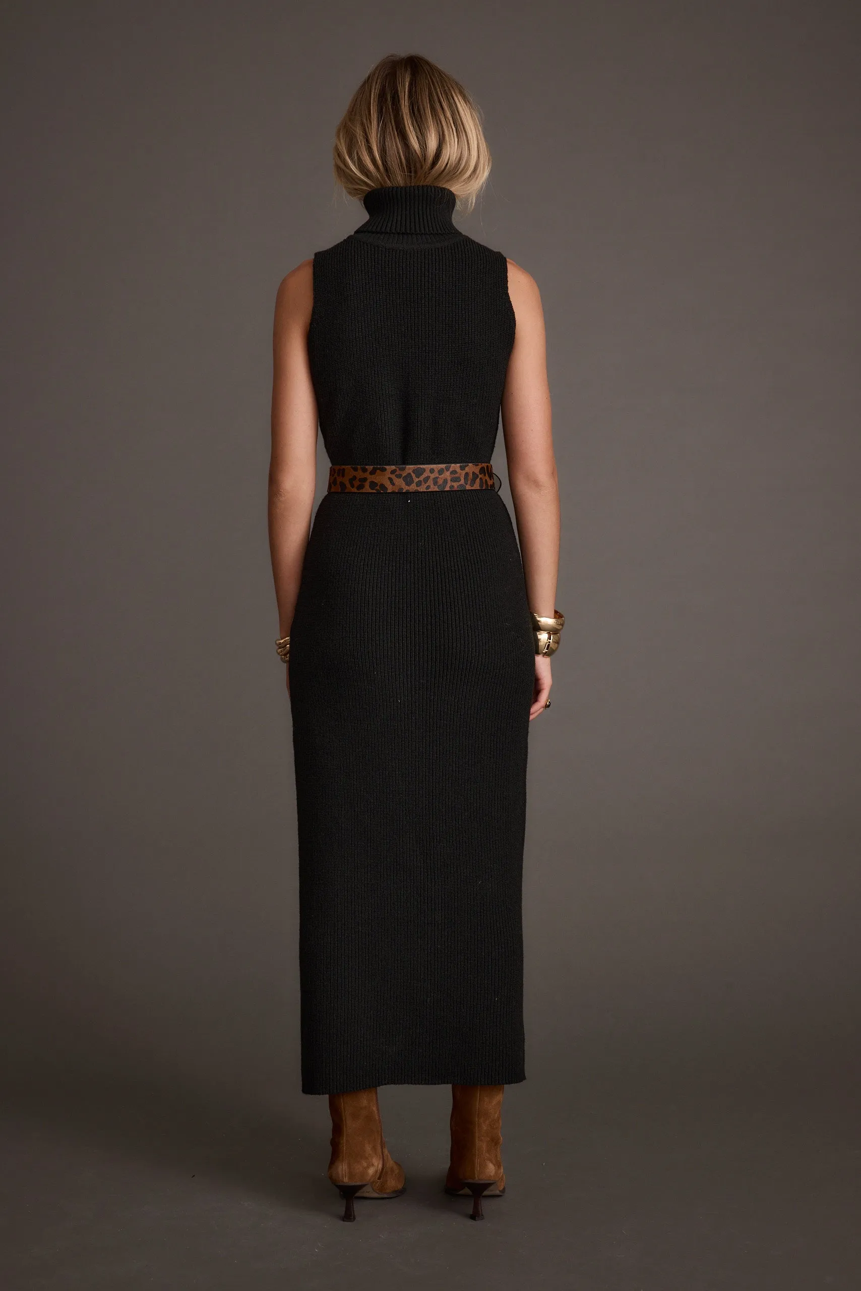 Monique Black Sleeveless Sweater Maxi Dress
