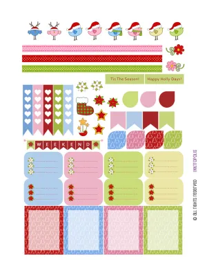 Monthly Planner Stickers Pink Blue Green Red Christmas Sampler Planner Labels Fits Erin Condren Life Planner