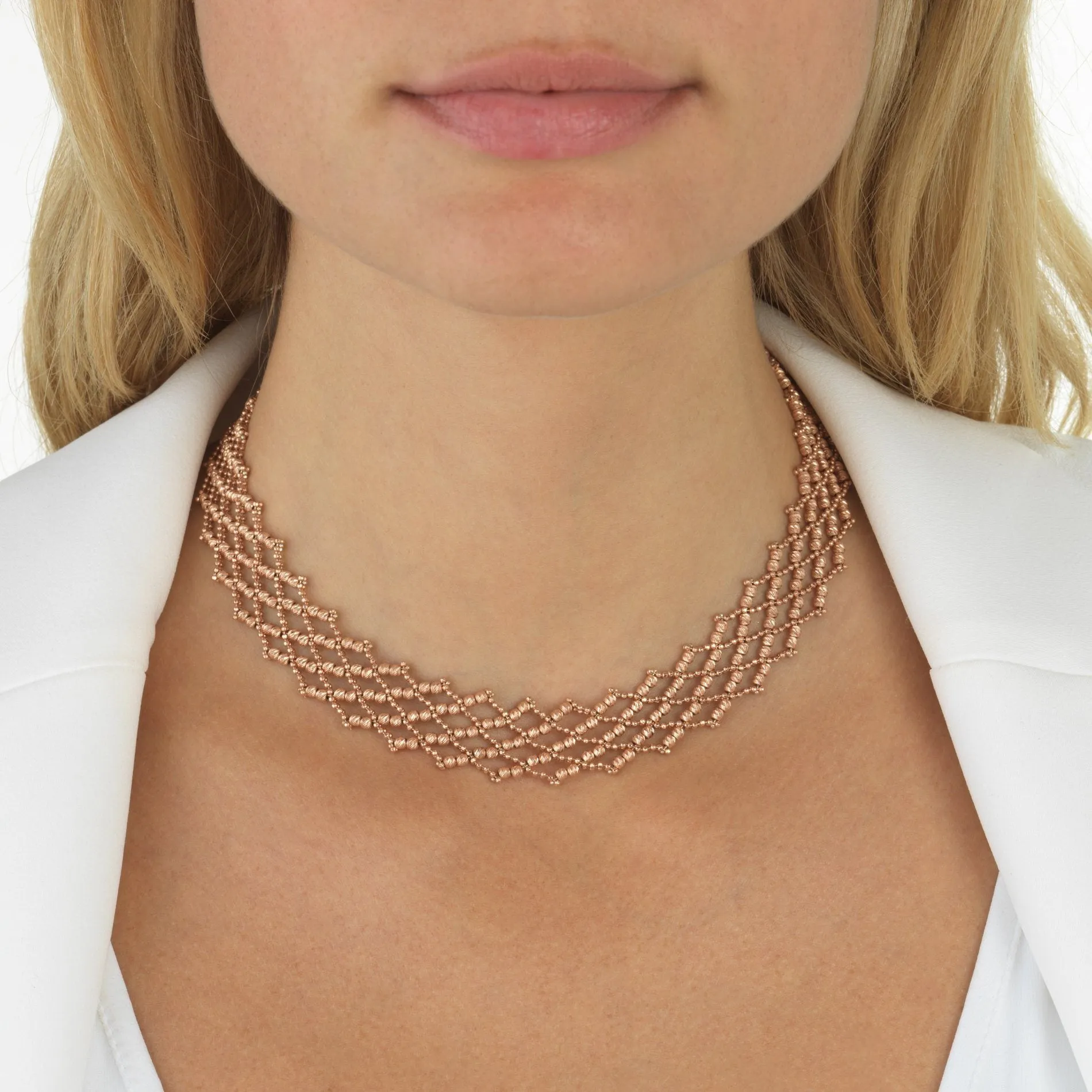 Moon-Cut Beaded Choker 14K