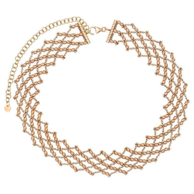 Moon-Cut Beaded Choker 14K