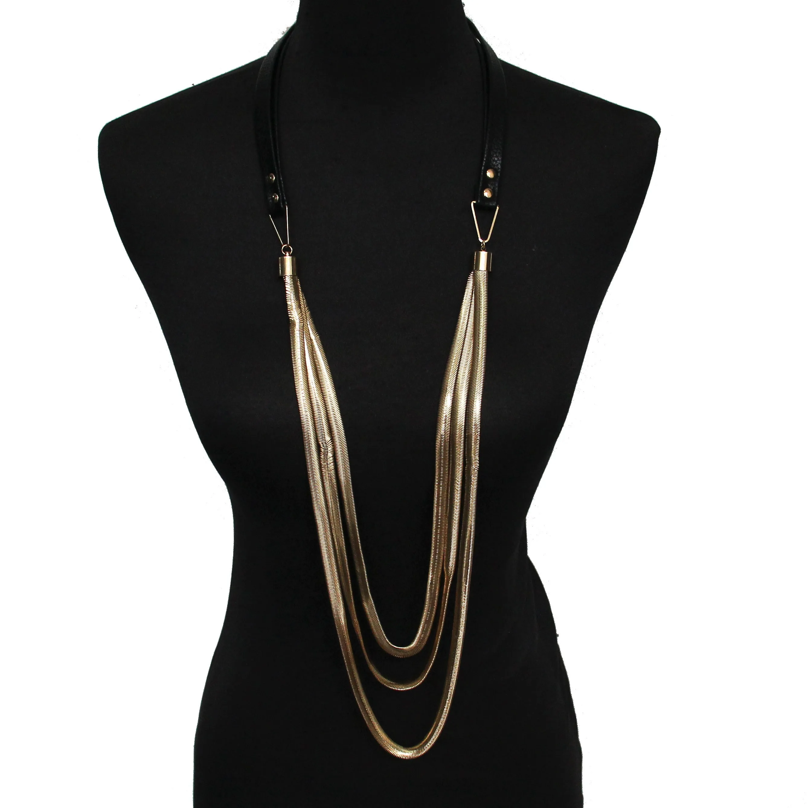 Multi layers Leather Snake Chains Necklaces Women Thick Chain Pendants Long Necklaces Statement Jewelry