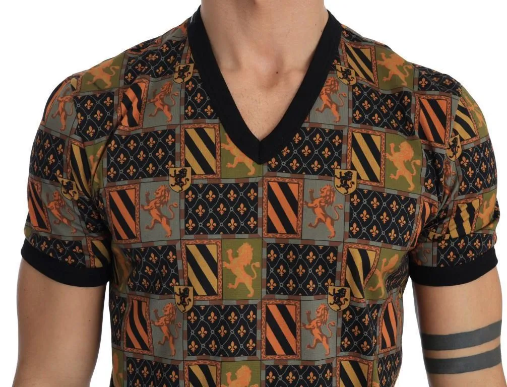 Multicolor Cotton V-neck T-Shirt