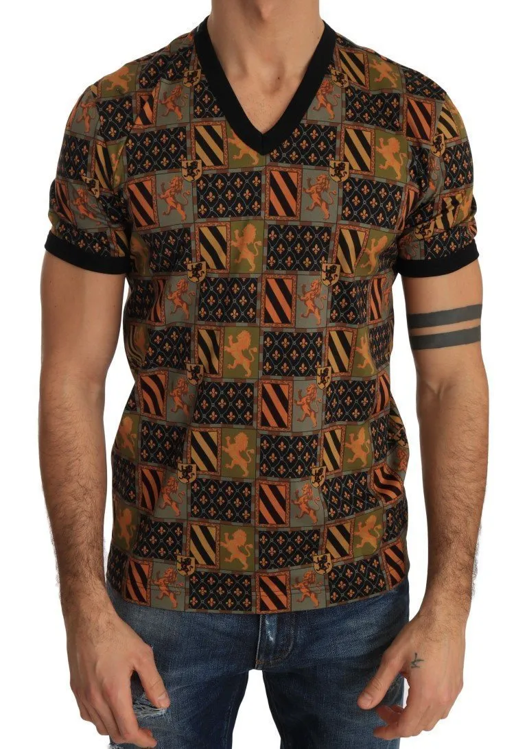 Multicolor Cotton V-neck T-Shirt