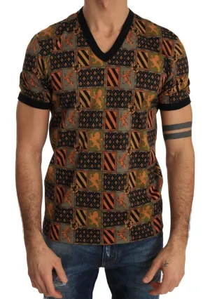 Multicolor Cotton V-neck T-Shirt