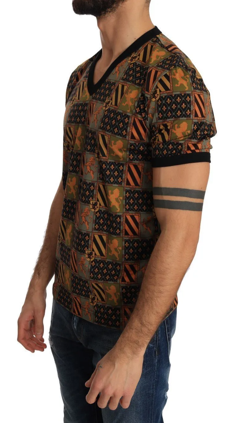 Multicolor Cotton V-neck T-Shirt