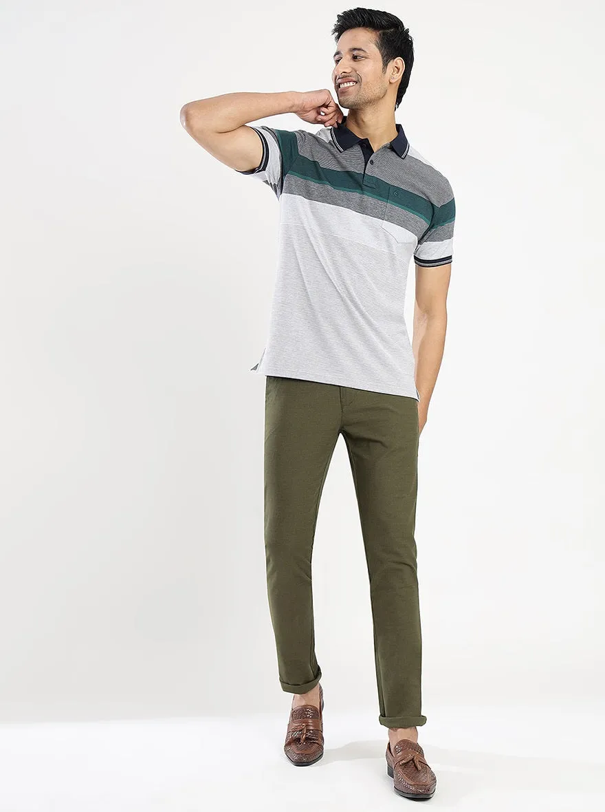 Multicolor Striped Slim Fit Polo T-Shirt | Greenfibre