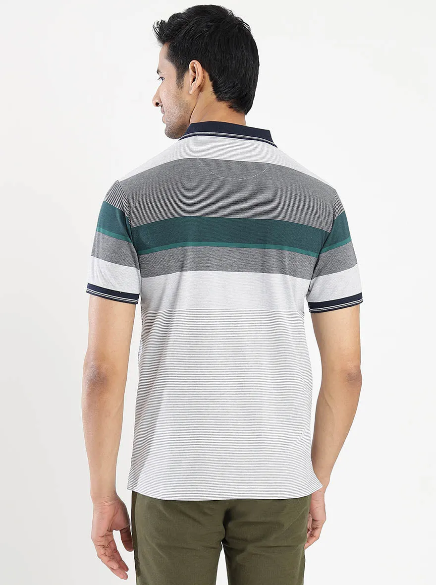 Multicolor Striped Slim Fit Polo T-Shirt | Greenfibre