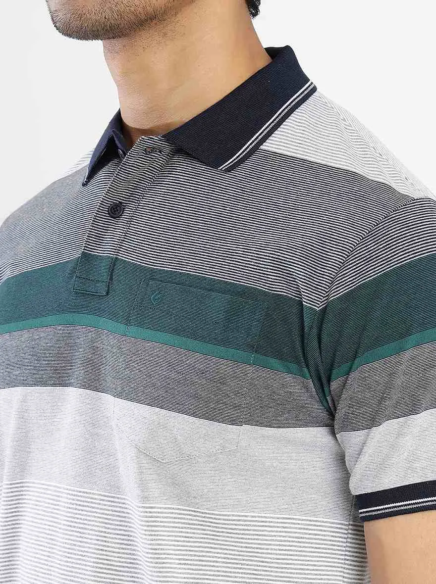 Multicolor Striped Slim Fit Polo T-Shirt | Greenfibre