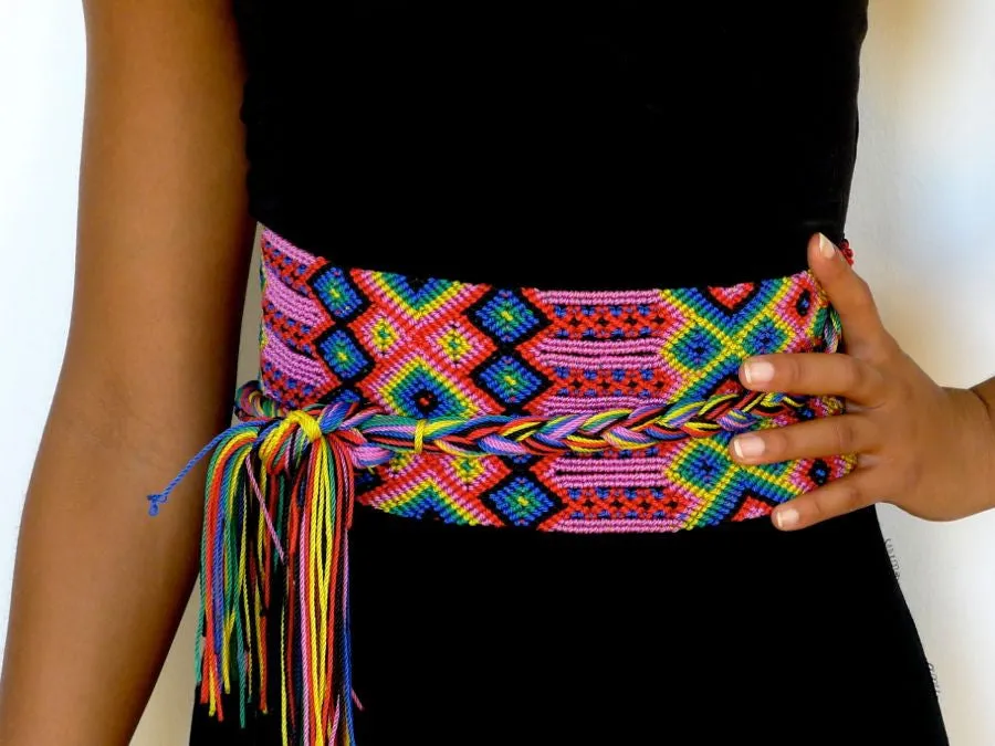 Multicolored cotton woven belt