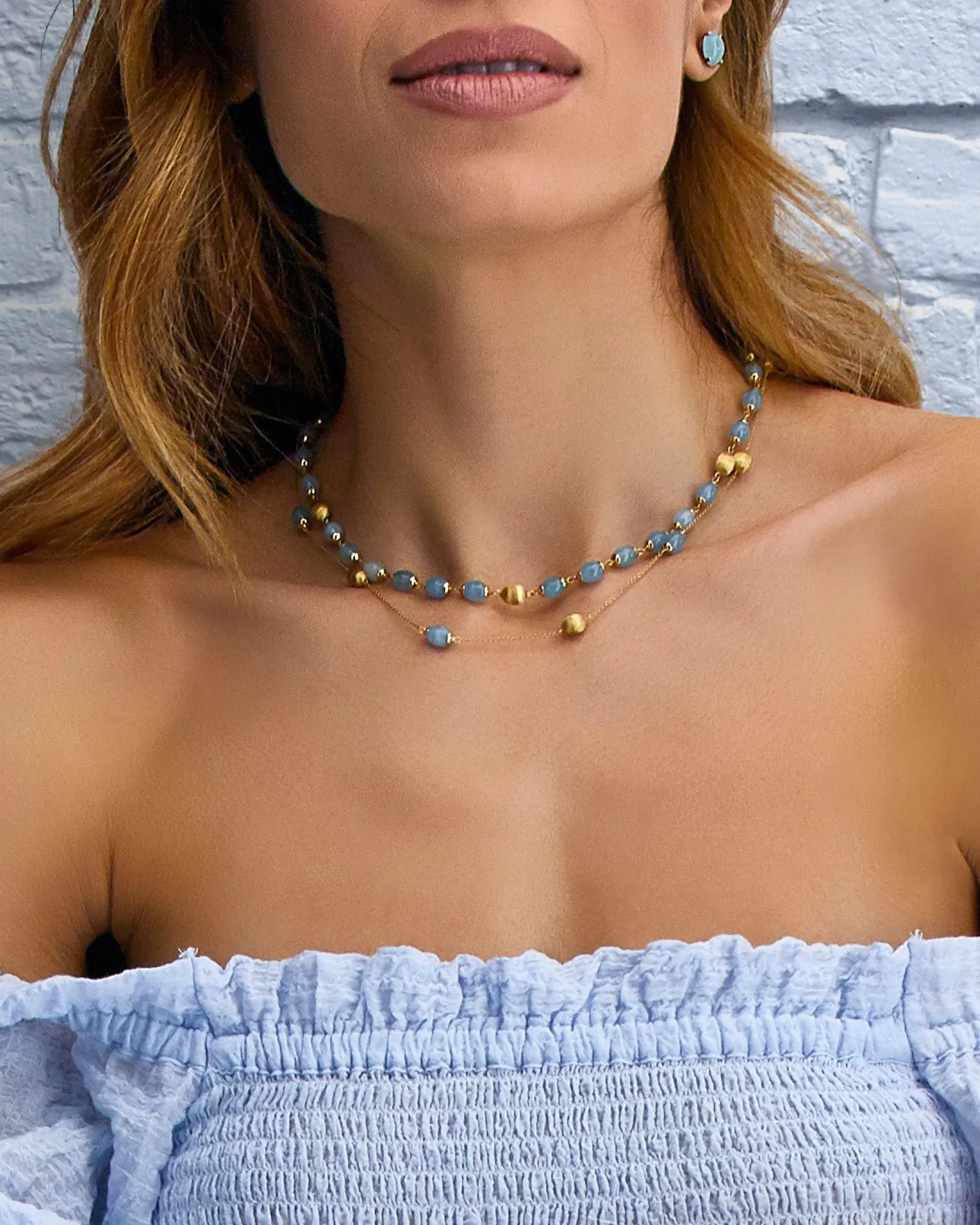 Nanis 18k Yellow Gold Aquamarine 3 In 1 Necklace