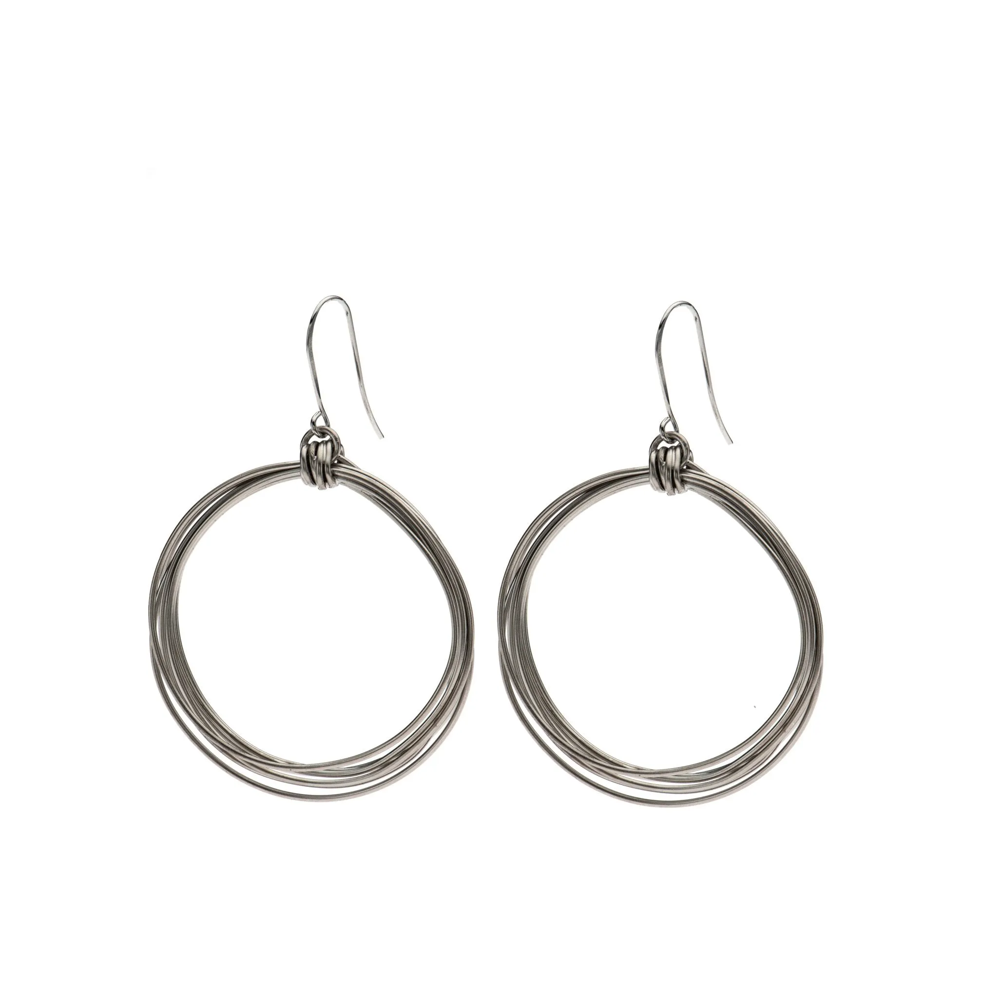 Natalie - Modern sterling silver wire hoop earrings