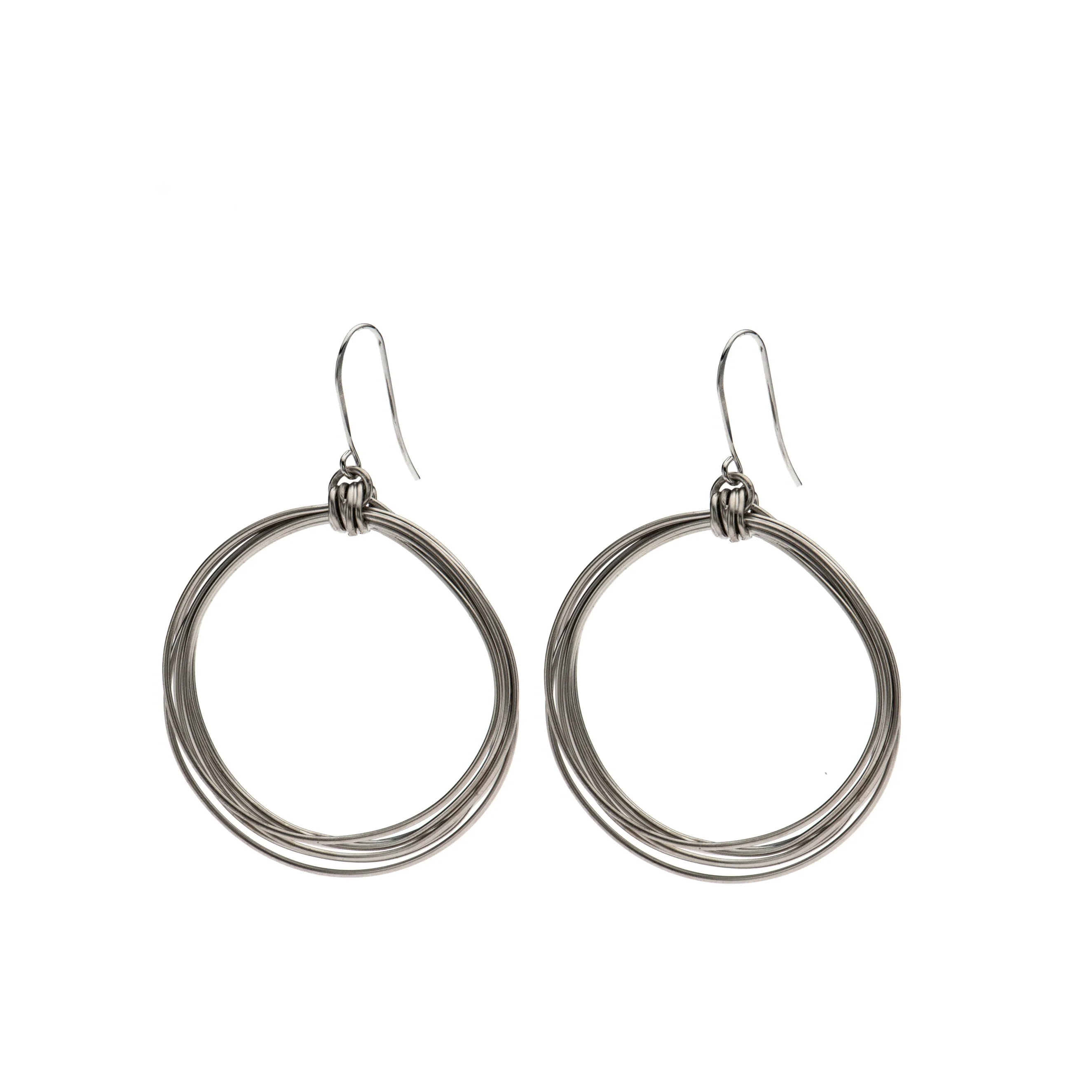 Natalie - Modern sterling silver wire hoop earrings