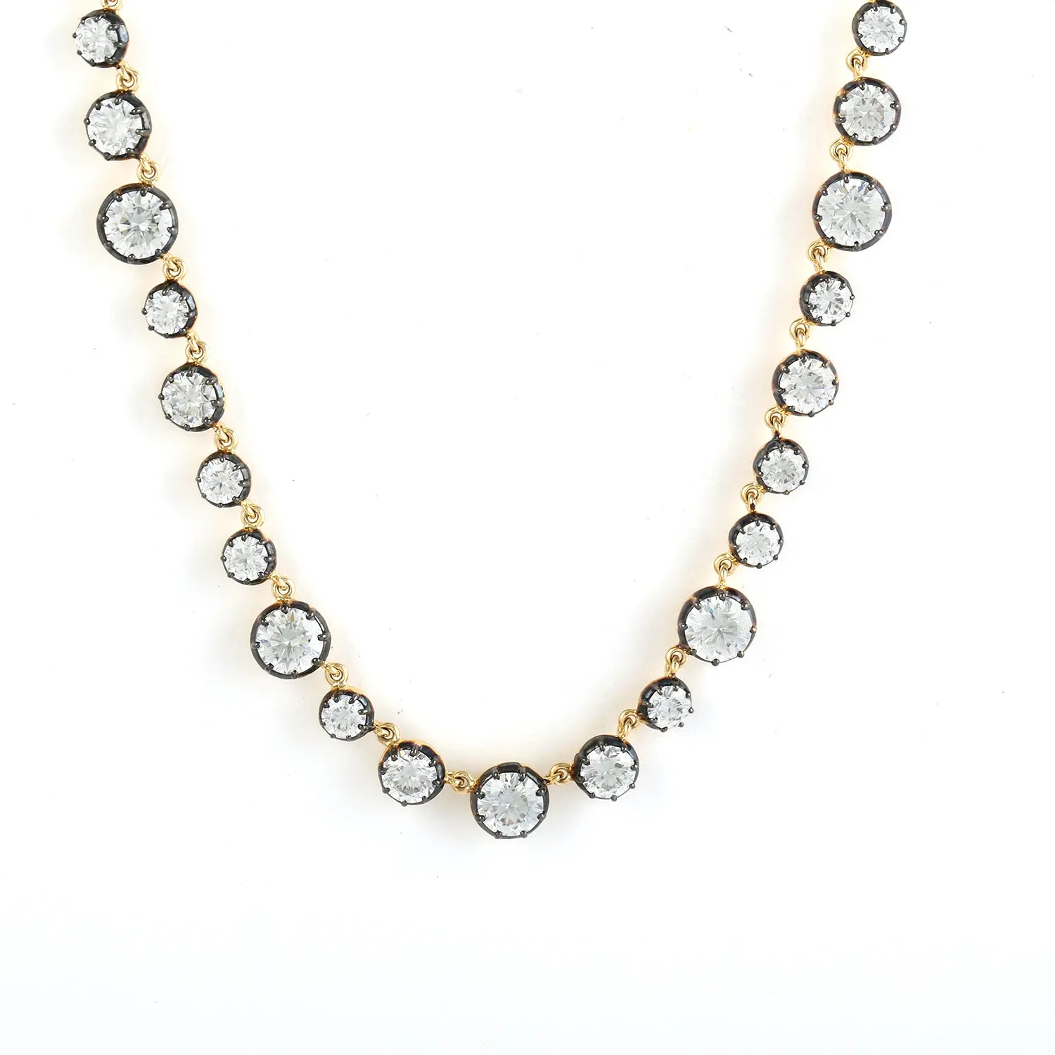 Natural Moissanite Beautiful Choker Necklace In 14k Yellow Gold For Her