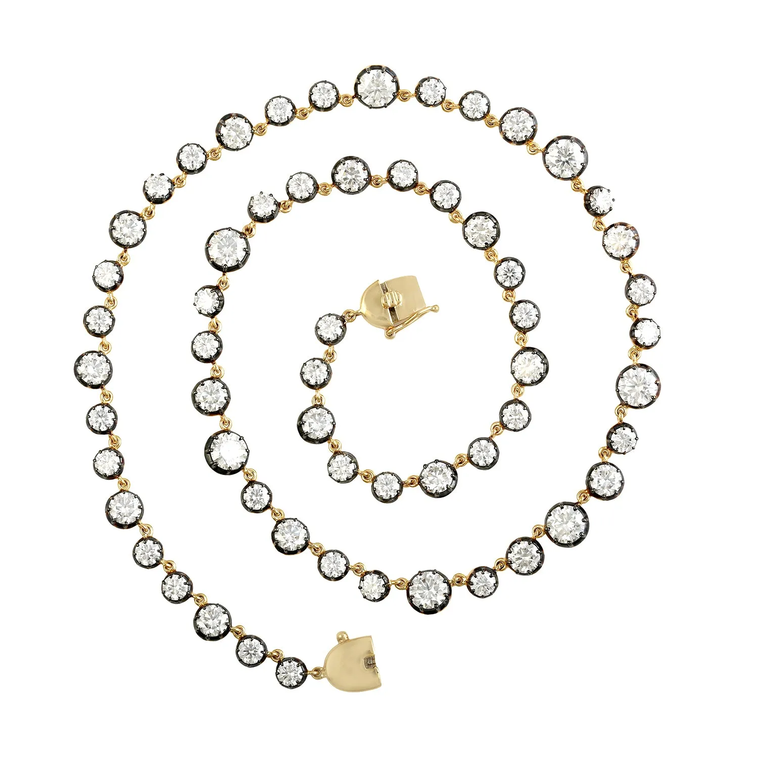 Natural Moissanite Beautiful Choker Necklace In 14k Yellow Gold For Her