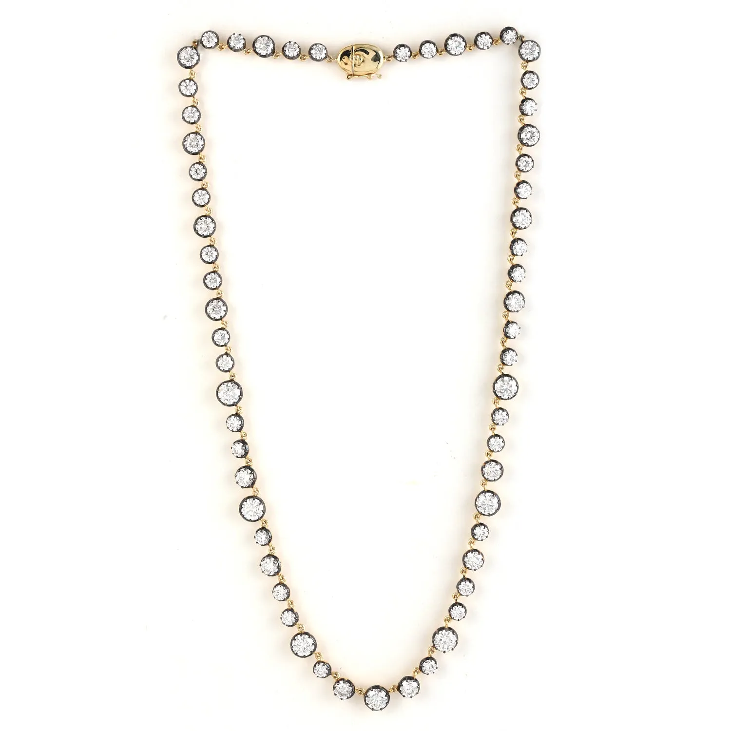 Natural Moissanite Beautiful Choker Necklace In 14k Yellow Gold For Her