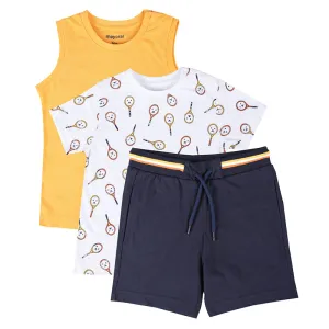 Navy Blue Cotton Shorts Set