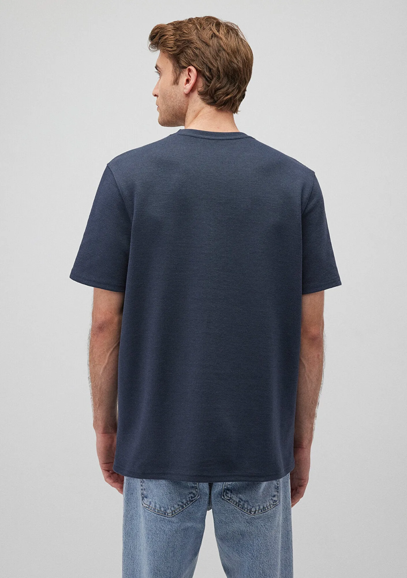 Navy Textured Basic T-Shirt