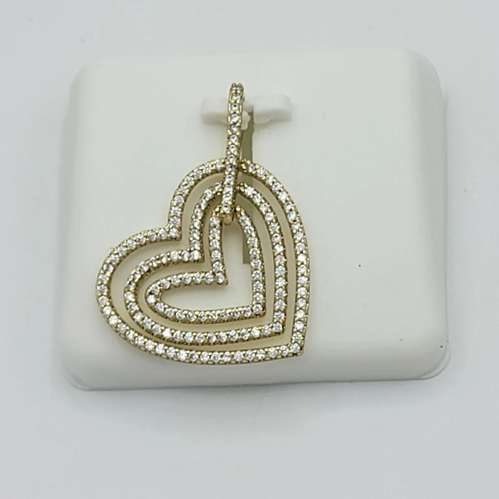 Necklaces - 14K Gold Plated. Heart LOVE - CZ Pendant & Chain.