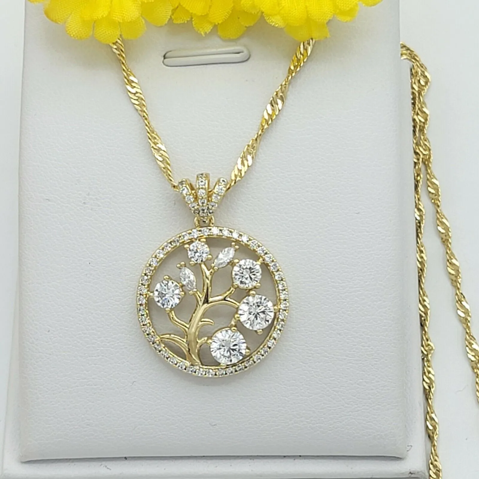 Necklaces - 14K Gold Plated. Tree of Life Pendant & Chain.