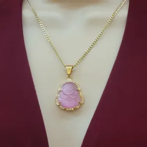 Necklaces - Stainless Steel Gold Plated. Buddha Pendant & Chain Necklace.