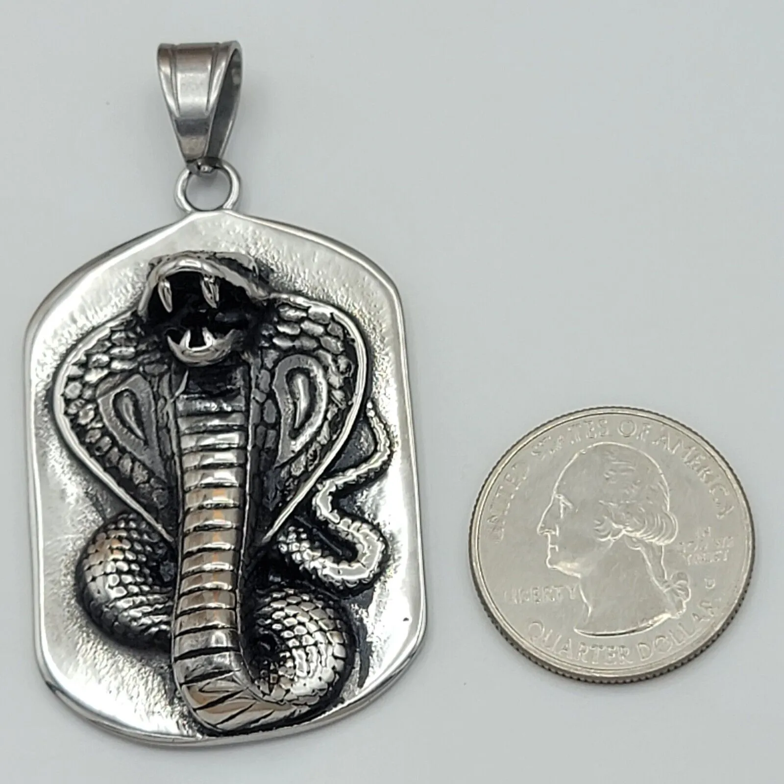 Necklaces - Stainless Steel. Tag Cobra Kai Snake Pendant & Chain.