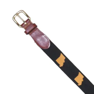 NEEDLEPOINT AND LEATHER BELT