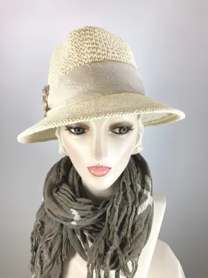 Neutral Ivory Pale Yellow Straw Womens Fedora hat. Ladies summer fedora hat. Lightweight cool summer fedora. Feminine neutral fedora hat.