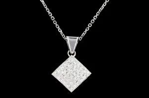 New 18K 1 Carat Princess Cut Cluster Diamond Pendant Necklace
