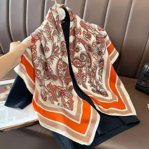 New Retro Pattern Scarf Scarf Scarf Imitation Sheep Wool Handfeel Multifunctional Silk Scarf Shawl Scarf Autumn And Winter Neck Protection For Women