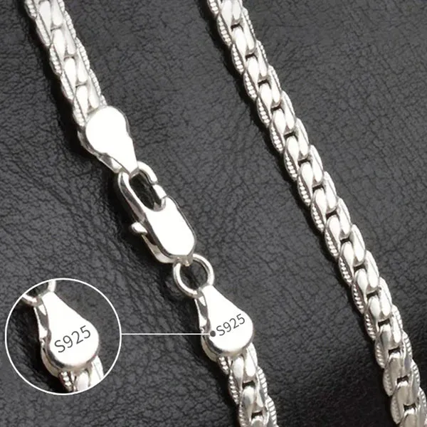 NEW S925 Sterling Silver Gold/Silver 18 Inch Side Chain Necklace For Women Men Fashion Jewelry Gifts