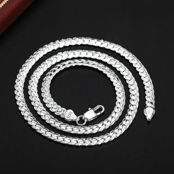 NEW S925 Sterling Silver Gold/Silver 18 Inch Side Chain Necklace For Women Men Fashion Jewelry Gifts