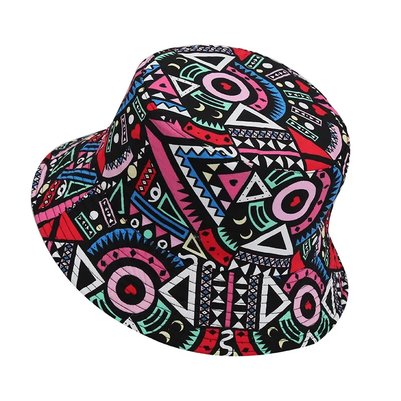 NEWBLOM Coconut Tree Panama Print Bucket Hat