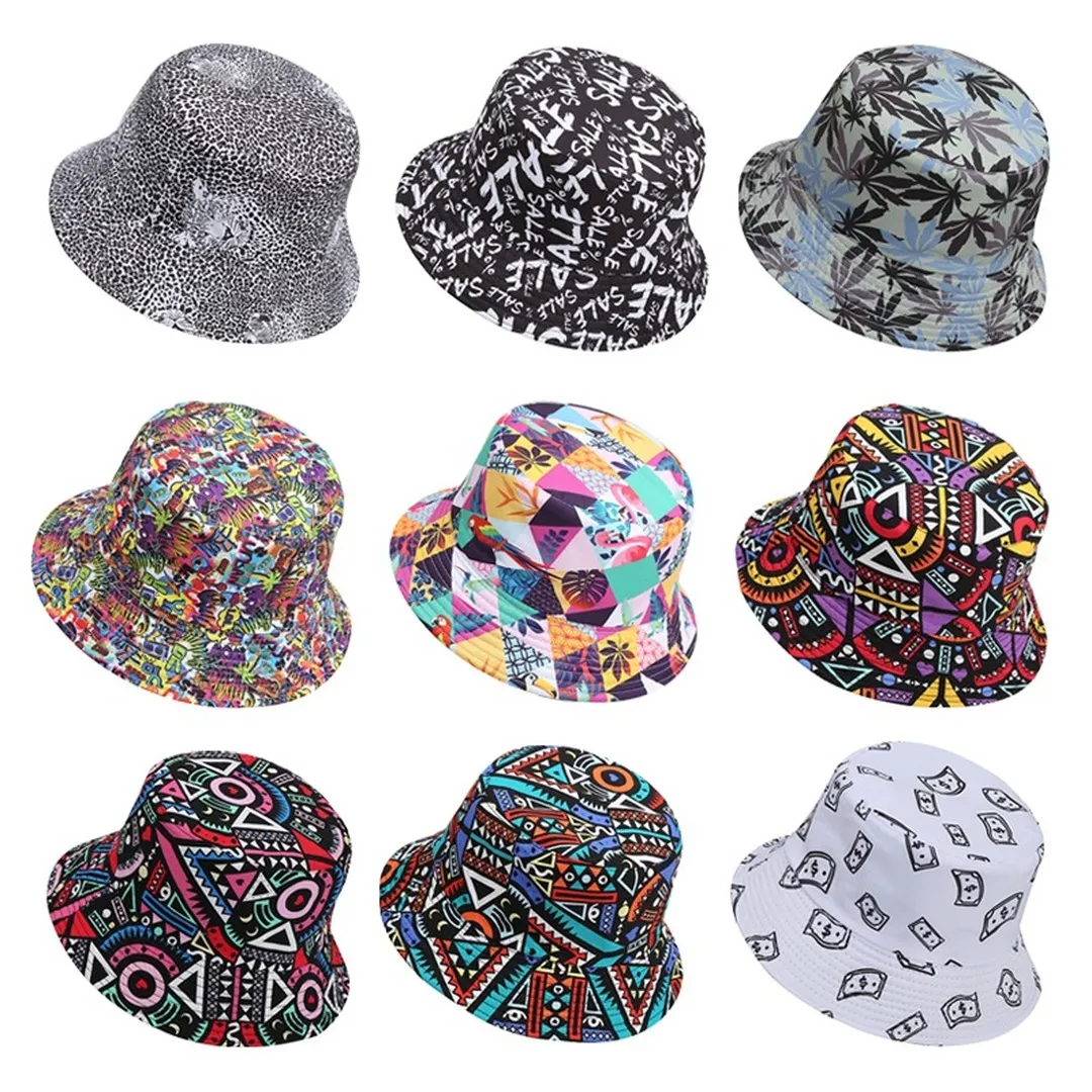 NEWBLOM Coconut Tree Panama Print Bucket Hat