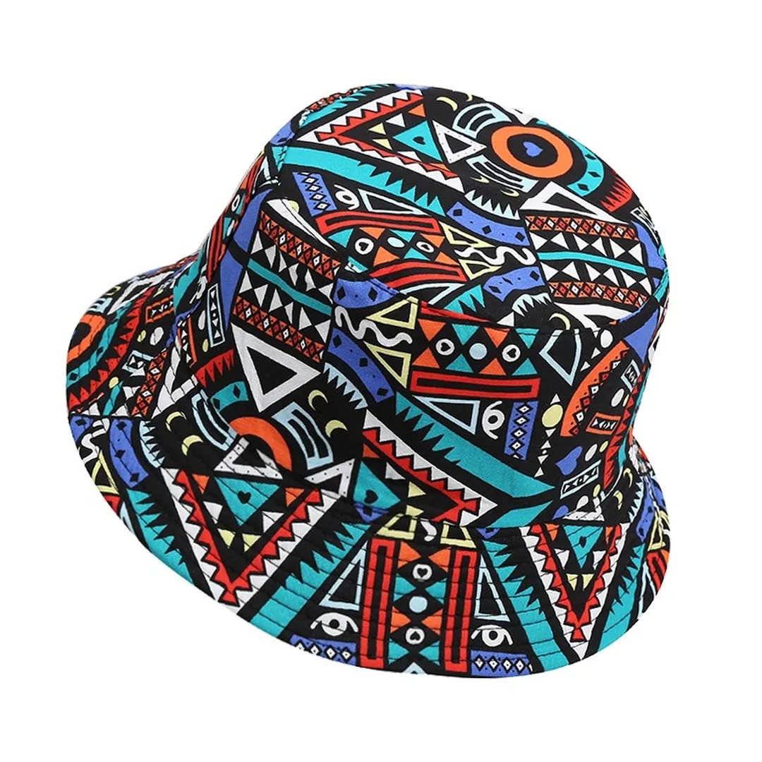 NEWBLOM Coconut Tree Panama Print Bucket Hat