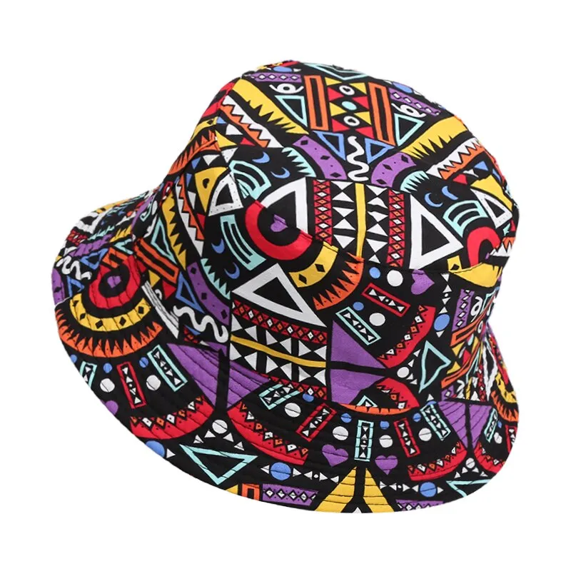 NEWBLOM Coconut Tree Panama Print Bucket Hat