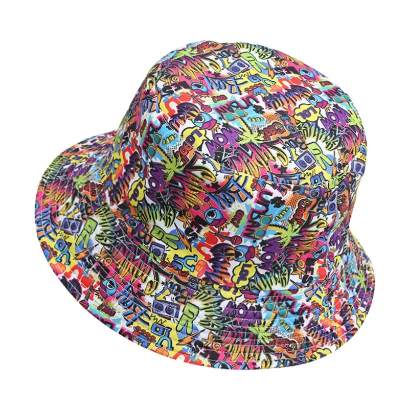 NEWBLOM Coconut Tree Panama Print Bucket Hat