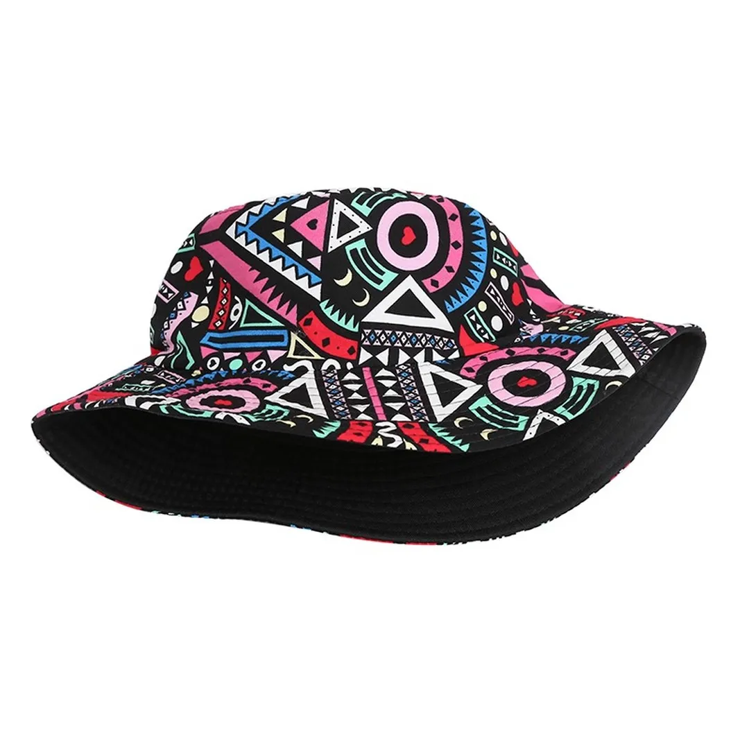 NEWBLOM Coconut Tree Panama Print Bucket Hat