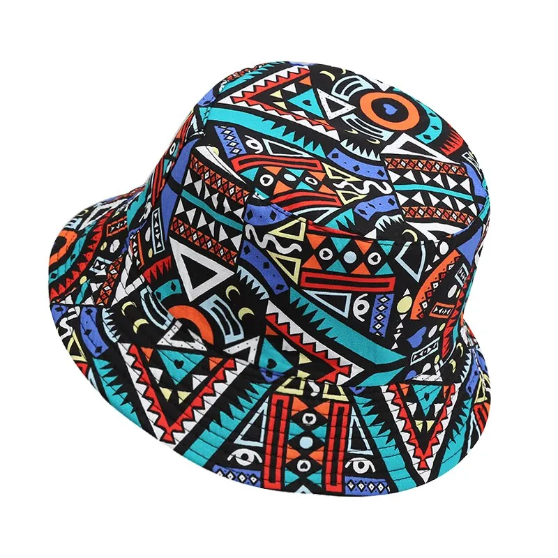 NEWBLOM Coconut Tree Panama Print Bucket Hat